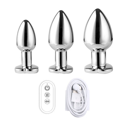 Metal switch remote heart-shaped APP control light-emitting electric anal plug adult sex toy back yard masturbation