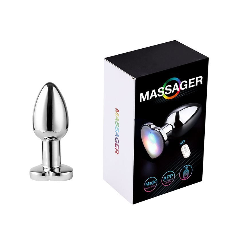 Metal switch remote heart-shaped APP control light-emitting electric anal plug adult sex toy back yard masturbation