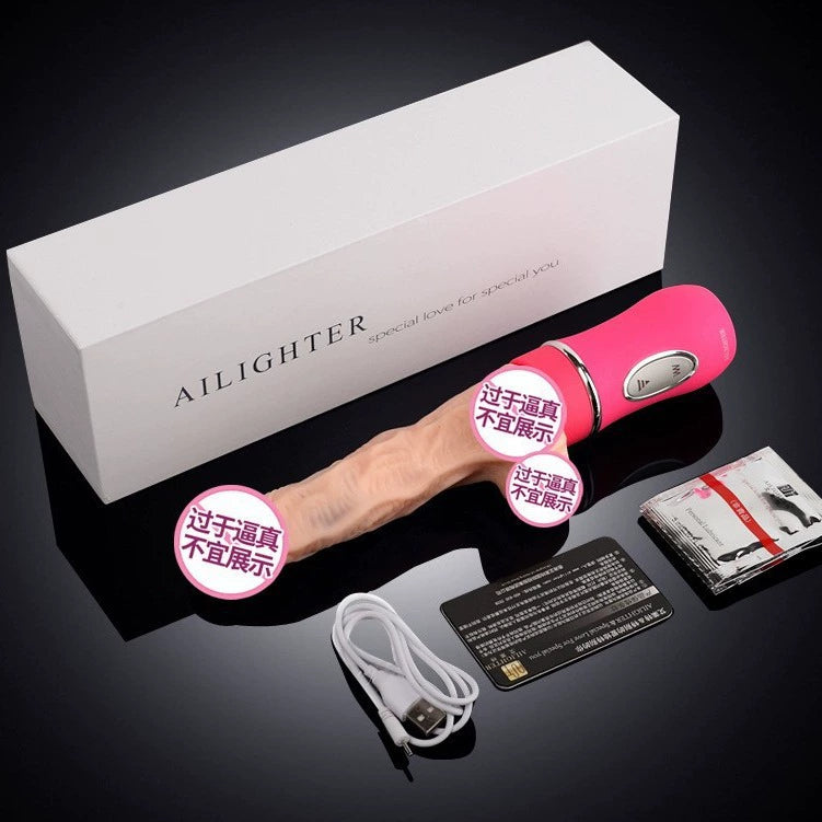 Alette Dildo Pennis Retractable Lover Female Insertion Dildo Gun Machine Vibrates and Heats for Masturbation Fully Automatic Retractable Dildo Adult Products