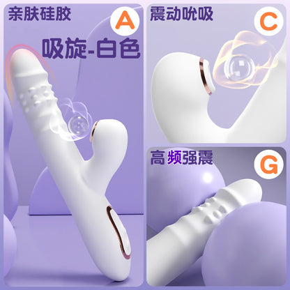 JIUAI Exclusive Retractable Vibrator untuk Menghisap, Urut AV/Memasukkan dan Memusing Manik/Manik Seks Dewasa/Peranti Melancap Wanita 